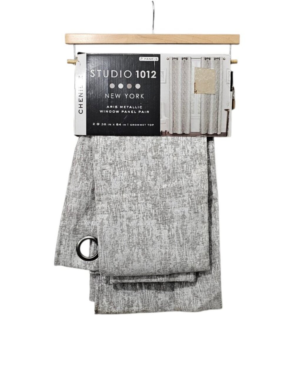 Studio 1012 New York Aris Metallic Window Panel Grommet Chenille Curtain New